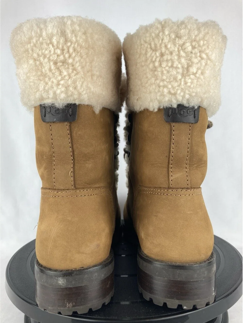 Women’s 8.5 UGG Fraser 1018896 Chestnut Suede Shearling Lace Up Winter Boots
